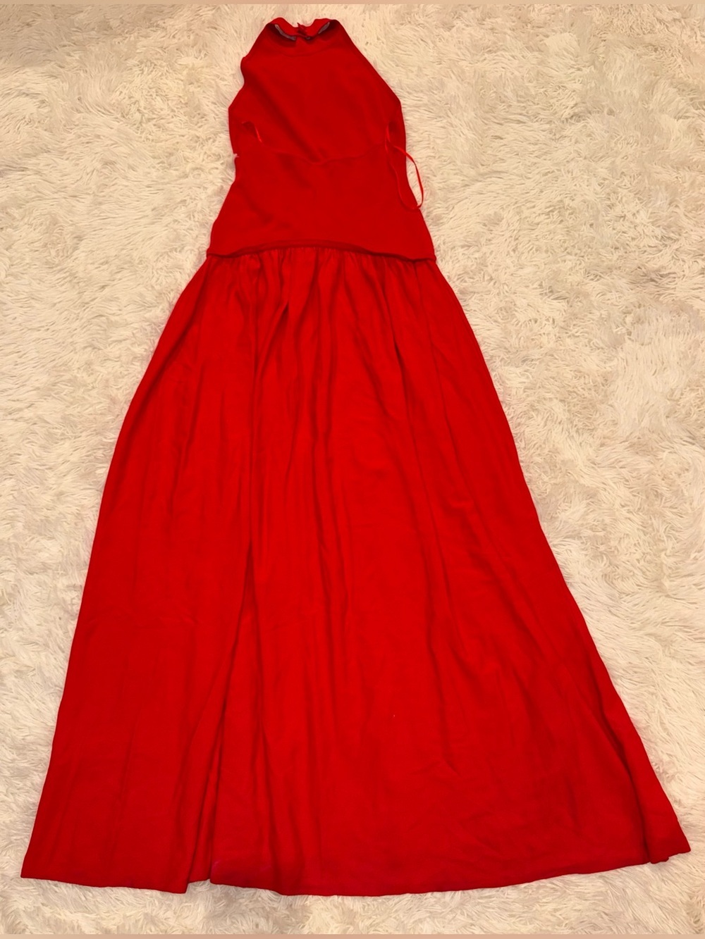 NEW SOLID & STRIPED apple red Halter Soglio knit maxi dress Sz S - Picture 7 of 11
